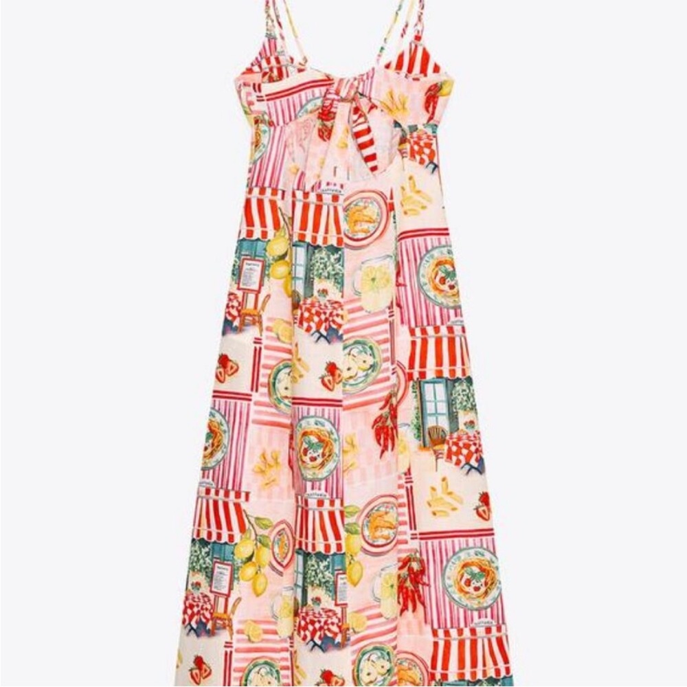 Zara Multicolor Floral Midi Dress linen cotton blend - Picture 6 of 8